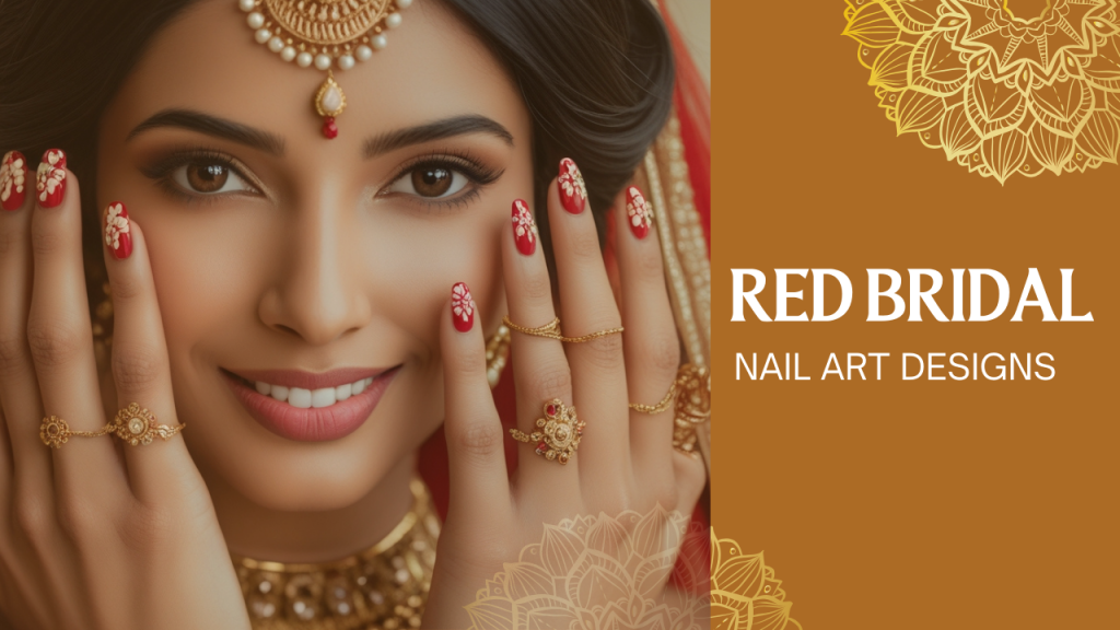 red bridal nail art design